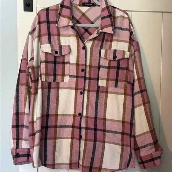 automet Jackets & Blazers - Amazon Pink and White Utility Jacket for Versatile Style